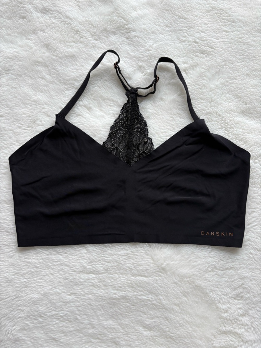 Danskin Black Lace-Back Seamless Bralette